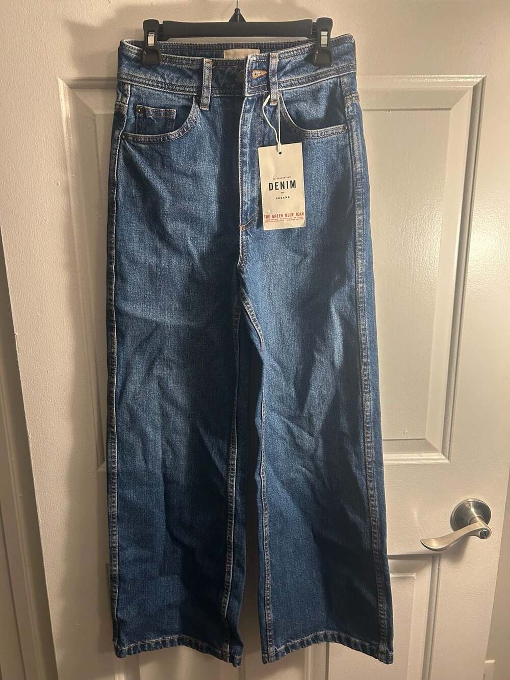 Sézane Denim The Green Blue Jean Dark Wash Wide Leg Jeans Size 32